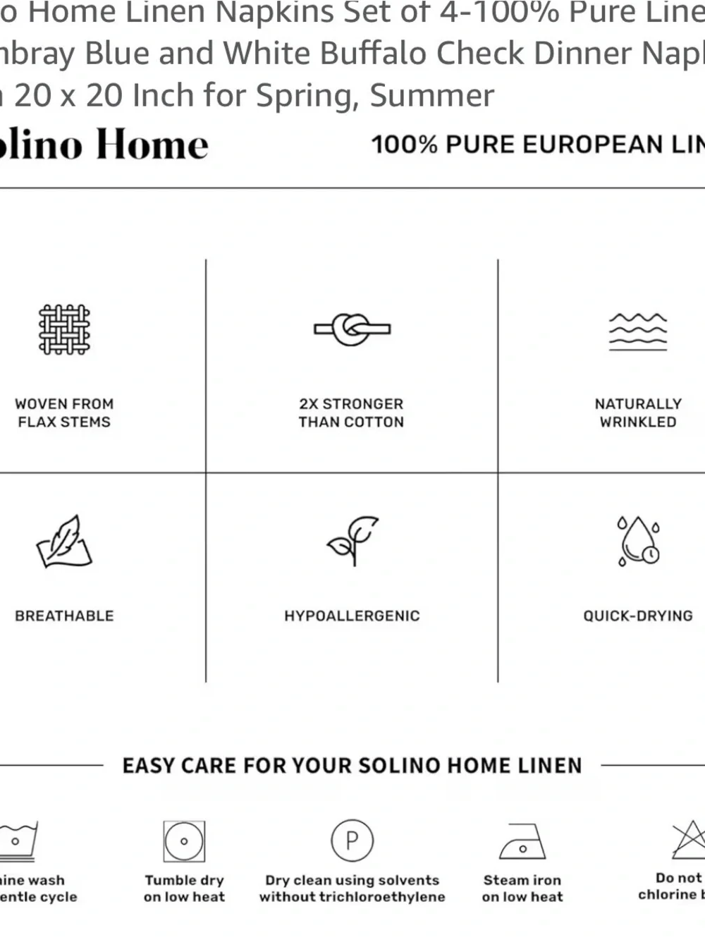 Solino Home Gray and White Buffalo Check Linen Napkins